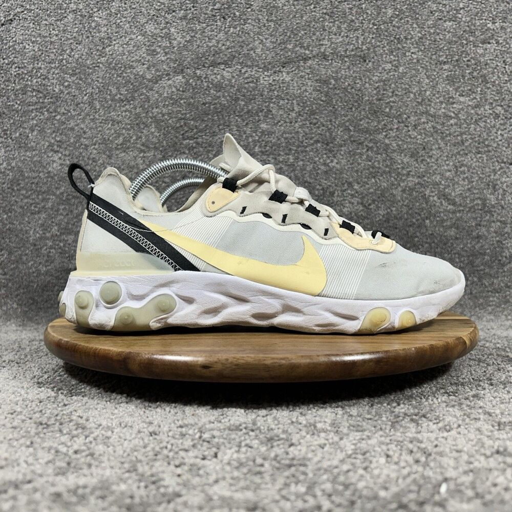 Nike React Element 55 BQ6166-101 Men’s Size 9.5 Soft Yellow Beige Running Shoes